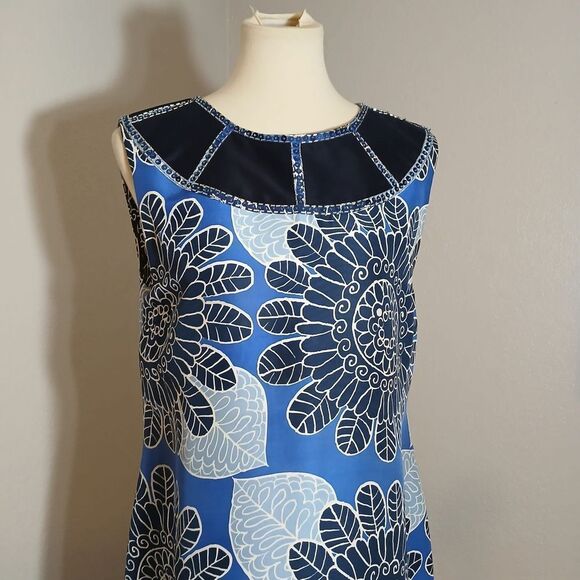 Tory Burch Blue Sheath Midi Dress Size 12 - Picture 6 of 14